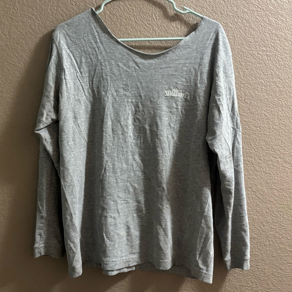Spalding Heather Gray off the shoulder long sleeve